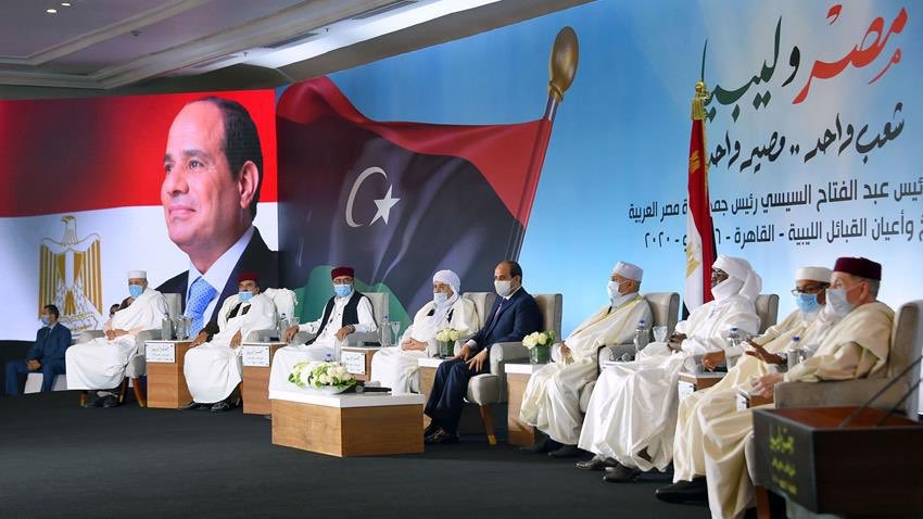 Egyptian President Abdulfatah Al-Sissi meets with a delegation of Libyan tribes in Cairo.