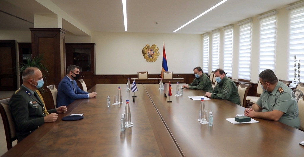 Greece military delegation meet with Minister of Defense of Armenia in Yerevan to discuss bilateral cooperation in the field of defense